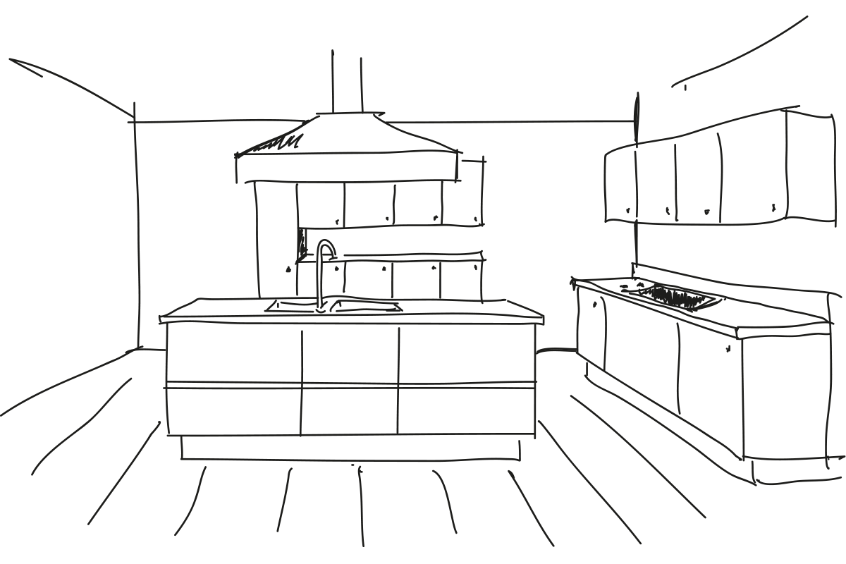 amazing builds sketch of interior kitchen