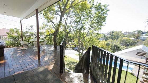 amazing builds new back deck overlooking yard view